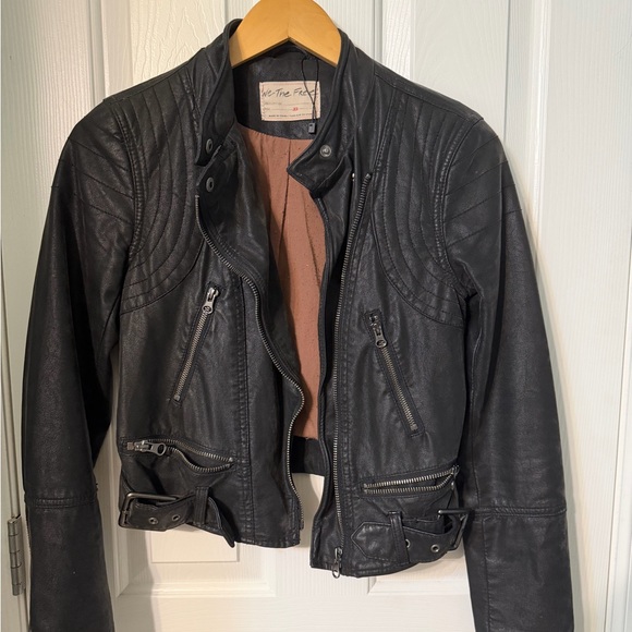 We The Free Vegan Black Leather Jacket XS